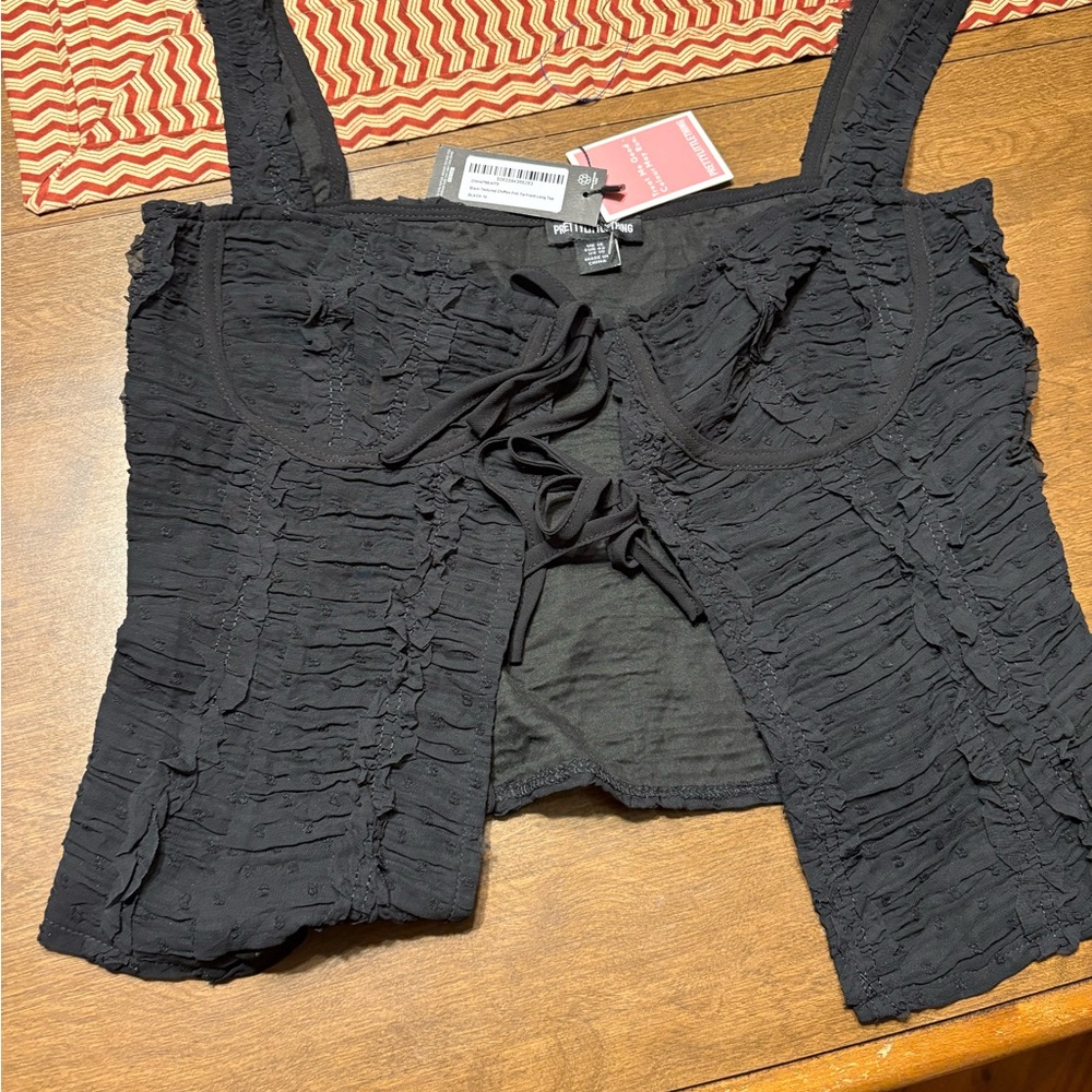 PrettyLittleThing Black Chiffon Top